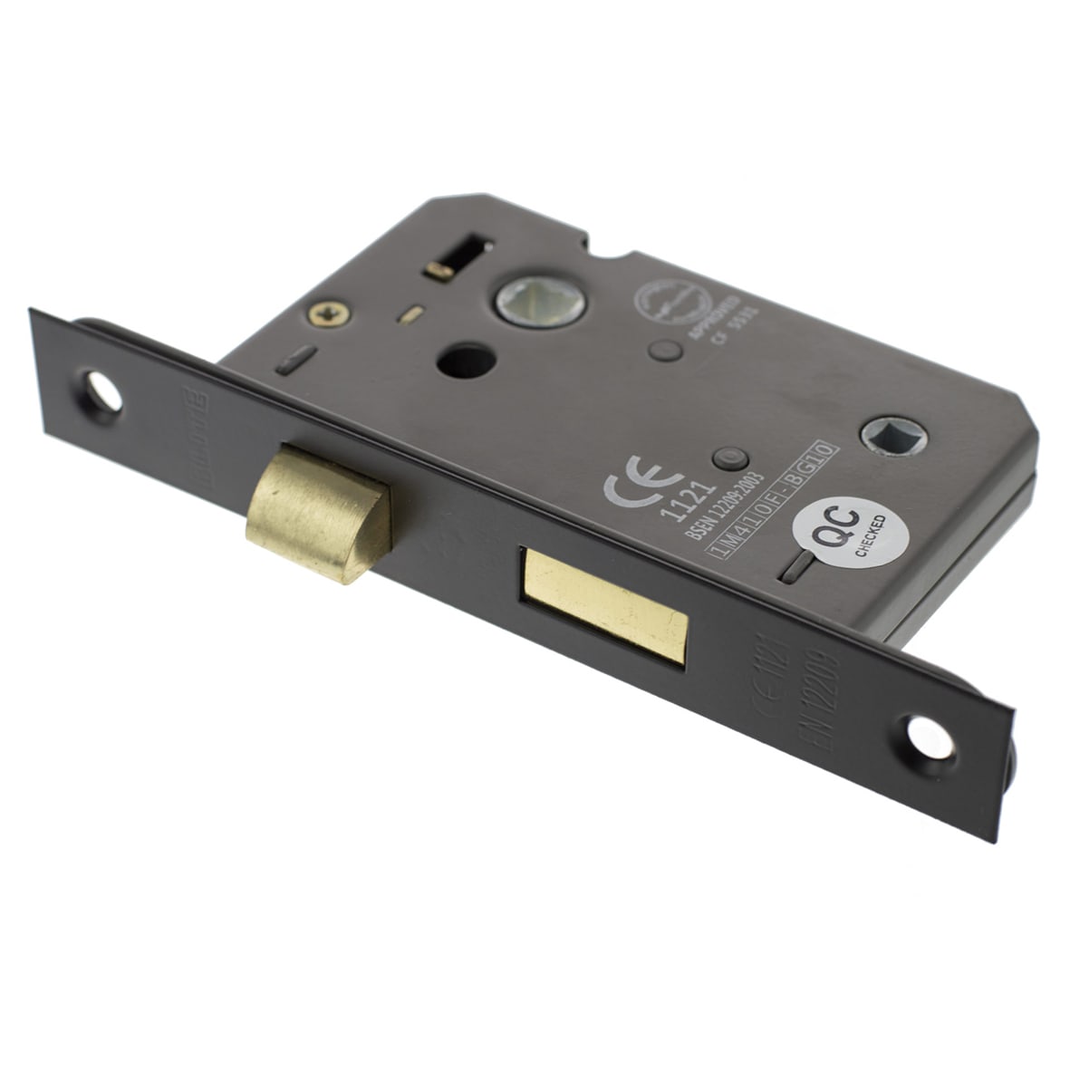 Bolt Through Bathroom Lock - 77mm Case - 57mm Backset - Matt Black