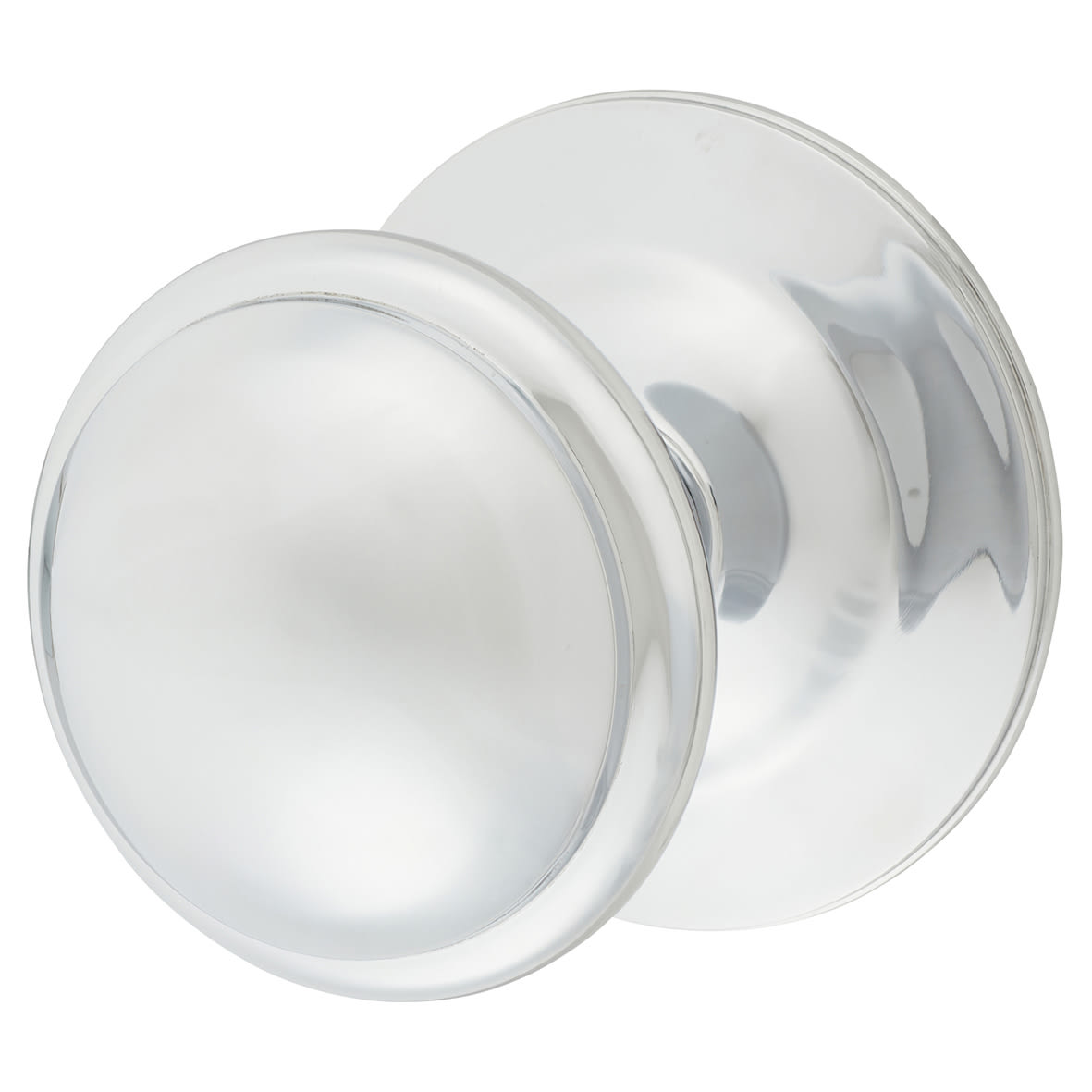 Polished Chrome Round Victorian Centre Door Knob - 86mm Rose Diameter
