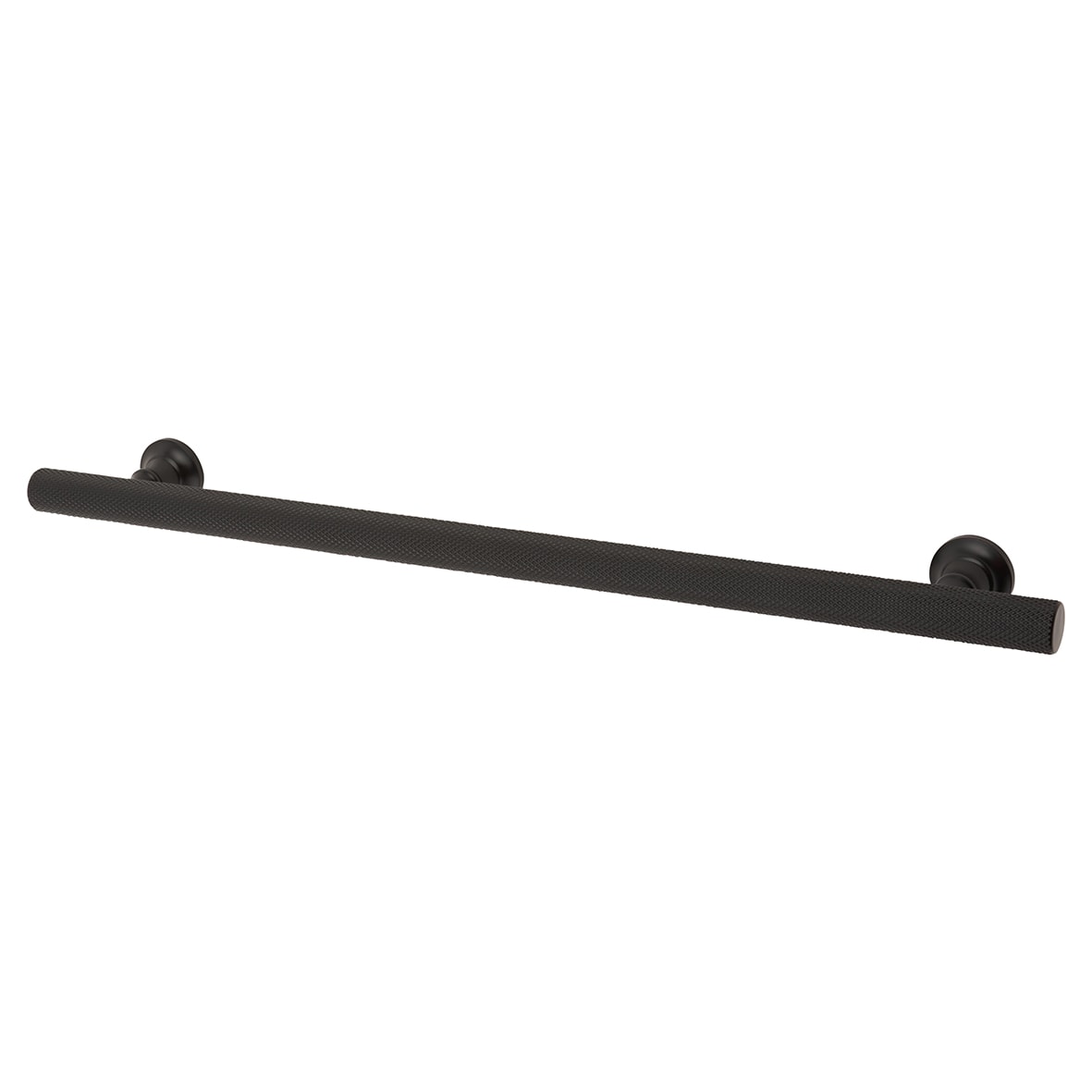 York 12mm Knurled T-Bar Cabinet Pull Handle - 224mm Centres - Matt Black
