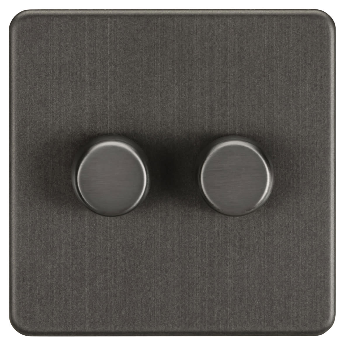 5 - 150W 2 Gang 2 Way Push On/Off Rotary Intelligent LED Dimmer Switch - Smoked Bronze