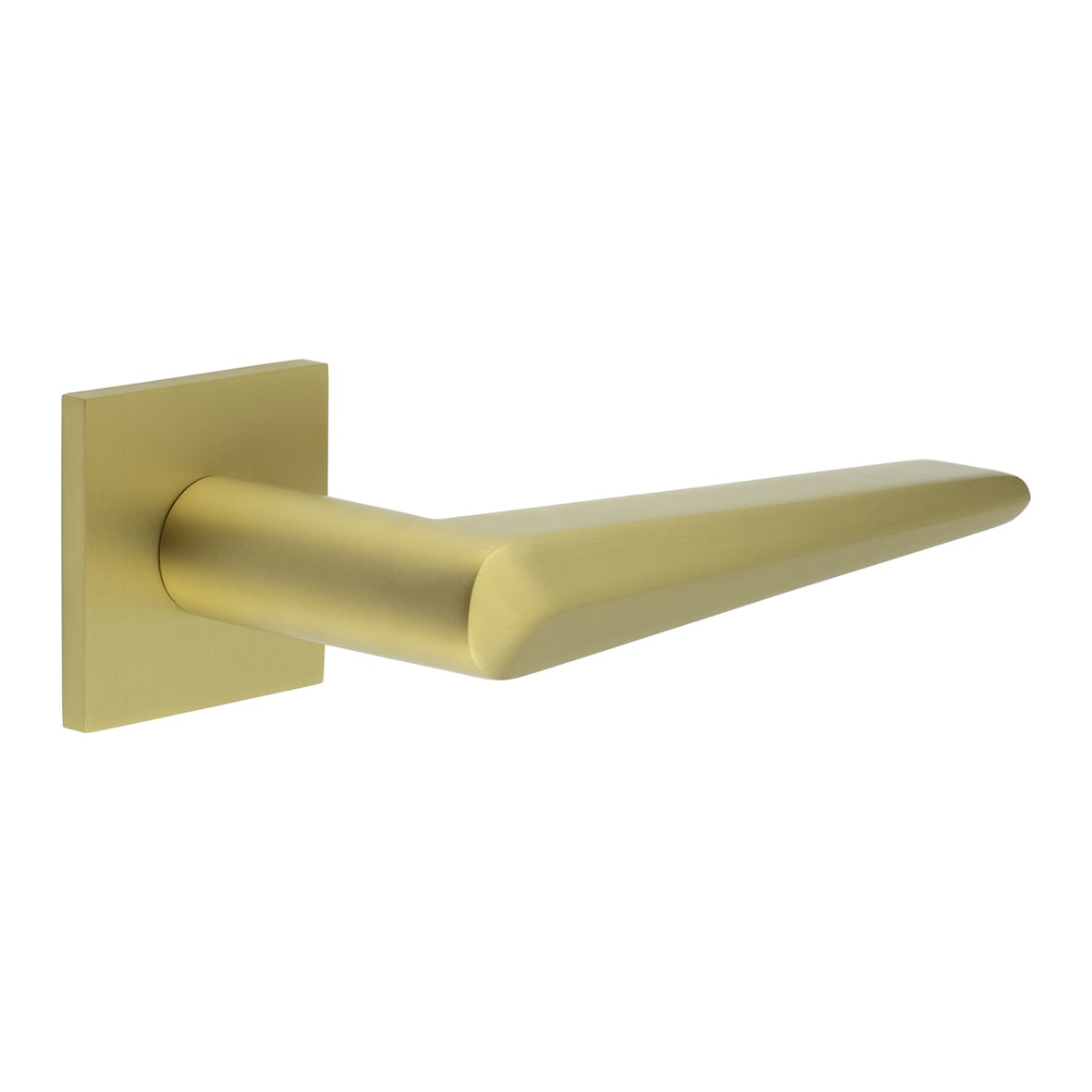 Satin Brass Sprung Fire Rated Door Handles on Square Rose - CR-107 Range