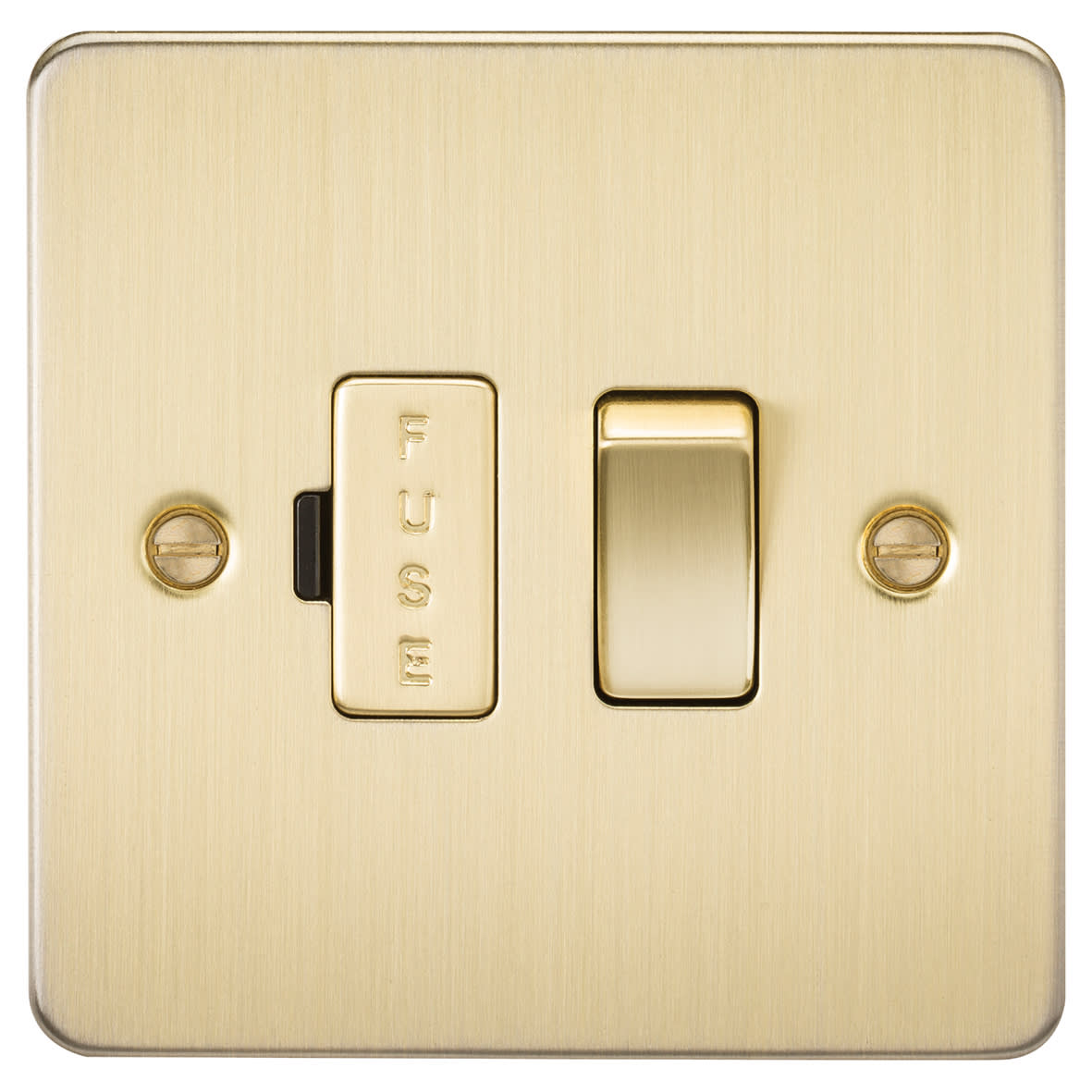 13A 1 Gang Flat Plate Switched Fused Spur - Brushed Brass