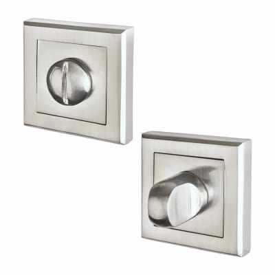 Square Bathroom Turn & Release - 52mm Diameter - Satin Chrome