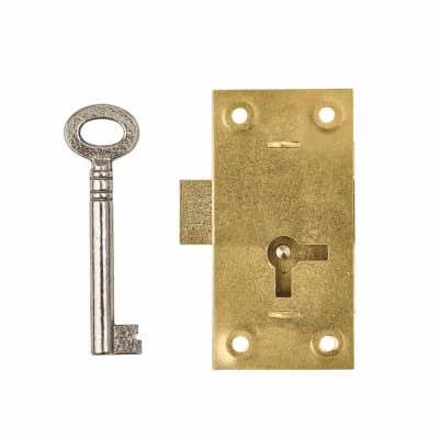1 Lever Straight Cupboard Lock - 63 x 32mm - Keyed Alike - Polished Brass