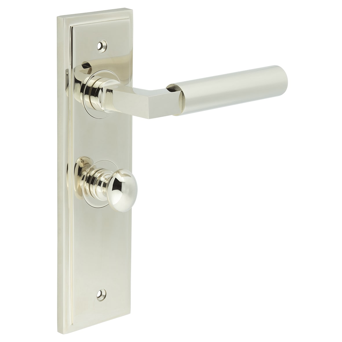 Polished Nickel Fire Rated Bathroom Door Handles - Westminster - Inner 1 - 200 x 55mm