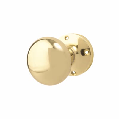 Polished Brass Round Mortice Door Knob - 52mm Knob Diameter