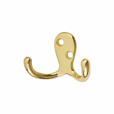 Diecast Double Coat Hook - 70 x 20mm - Polished Brass - Pack of 10