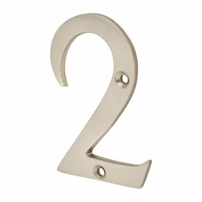 76mm Screw Fix Door Numeral - 2 - Satin Nickel