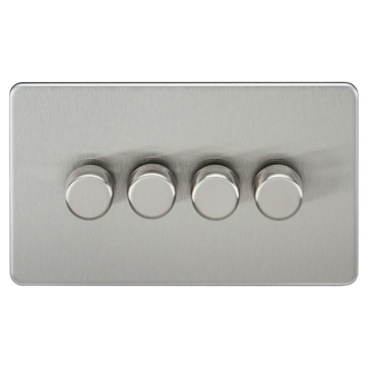 5 - 150W 4 Gang 2 Way Push On/Off Rotary Intelligent LED Dimmer Switch - Brush Chrome