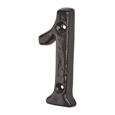 76mm Screw Fix Door Numeral - 1 - Metalized Antique Black Iron
