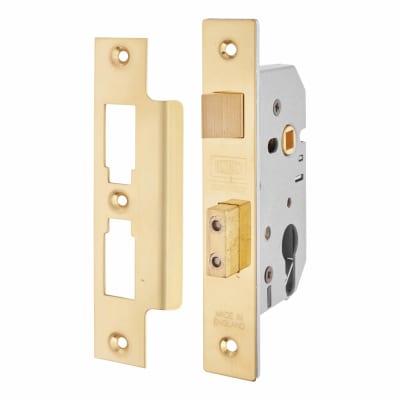 2249 Bolt Through Euro Profile Sashlock - 77.5mm Case - 57mm Backset - Polished Brass
