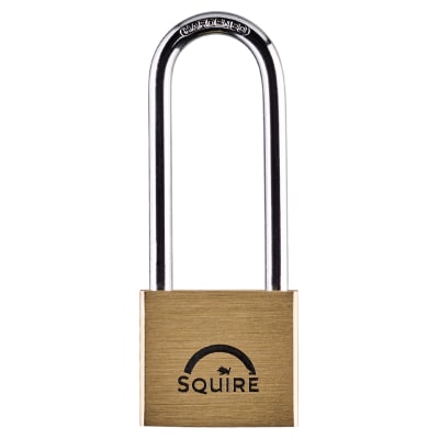 Lion Open Long Shackle Padlock - 40mm Body - 64 x 22.5mm Shackle - Brass