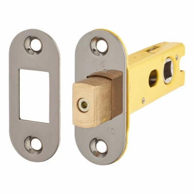 8mm Bolt Through Tubular Bathroom Deadbolt - 76mm Case - 57mm Backset - Radius - Black Nickel