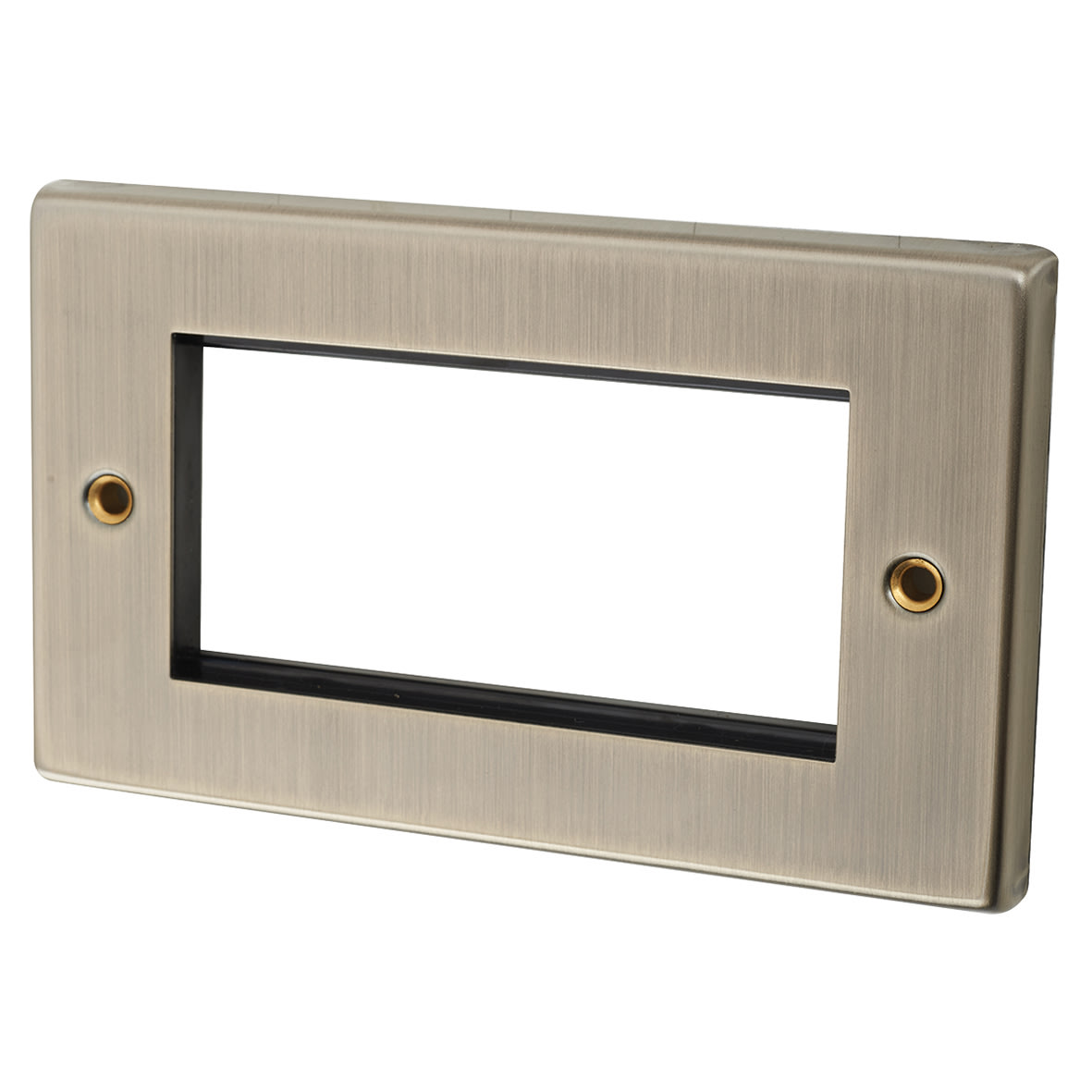 2 Gang 4 Module Euro Faceplate - Antique Brass