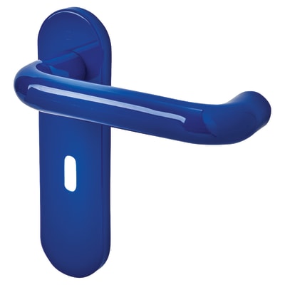 Cobalt Blue Nylon Steel Core Safety Keyhole Lock Door Handles - Paris Range