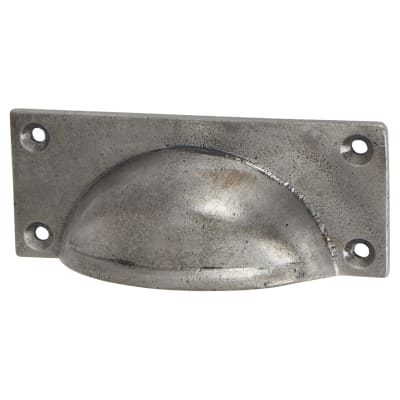 Square Cabinet Cup Handle - 84mm Centres - Pewter Effect