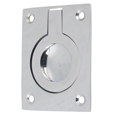 Rectangular Flush Ring Cabinet Pull Handle - 63 x 50mm - Polished Chrome
