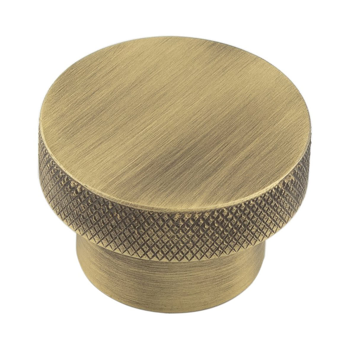 Wenlock Knurled Round Cabinet Knob - 40mm Diameter - Antique Brass