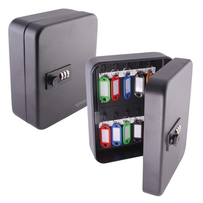 Combination 20 Hook Key Cabinet - 160 x 200 x 60mm - Black