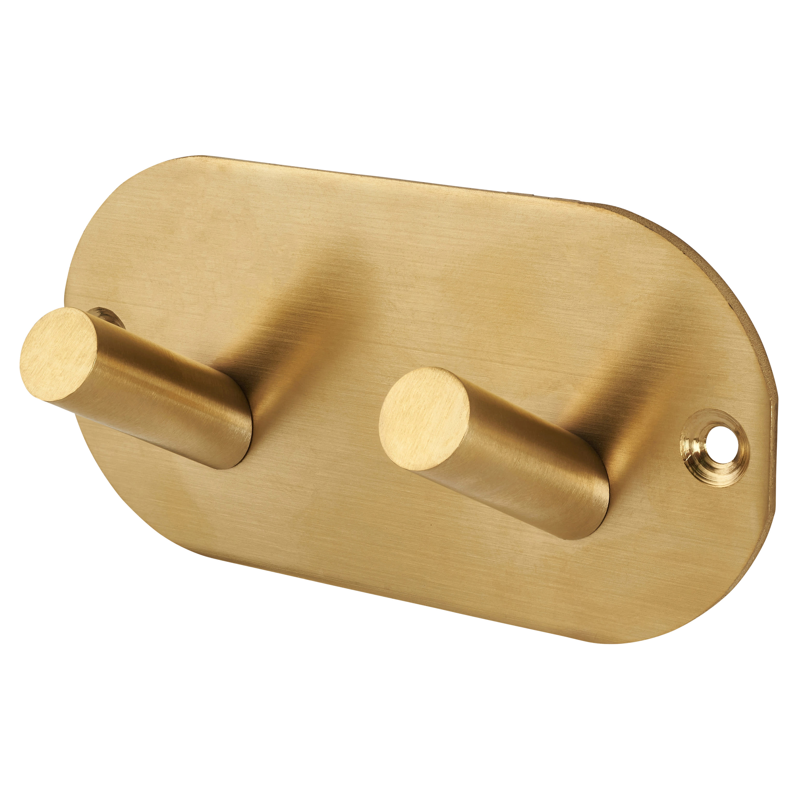 Radius Horizontal Hook Plate - 94 x 46mm - 2 Hooks - PVD Satin Brass