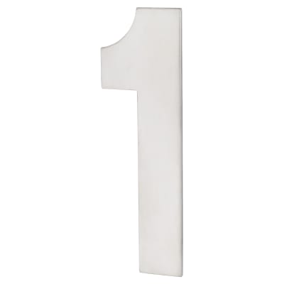 100mm Concealed Screw Fix Door Numeral - 1 - Polished Stainless Steel