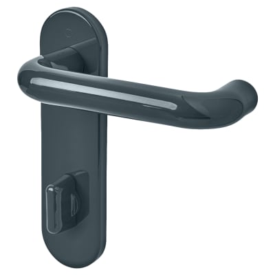 Anthracite Grey Nylon Steel Core Safety Bathroom Door Handles - 78mm c/c - Paris Range