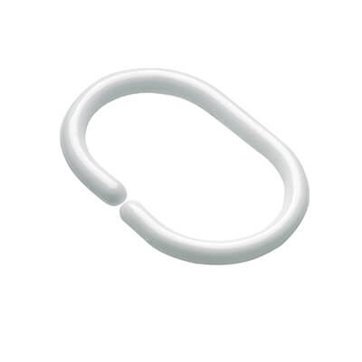 Shower Curtain Rings - C Ring Type - White - Pack of 12