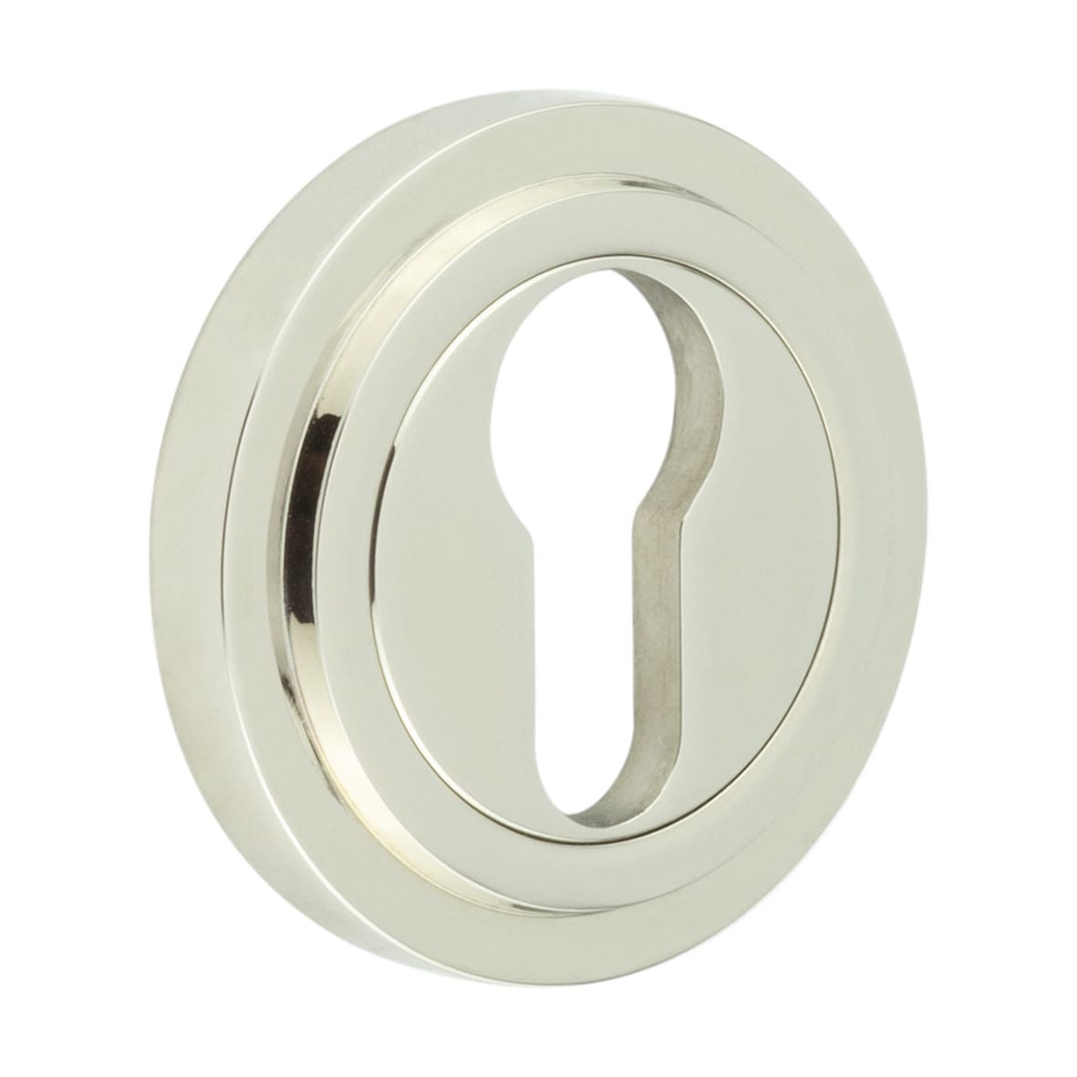 Escutcheon on Stepped Rose - 53mm Diameter - Euro - Polished Nickel