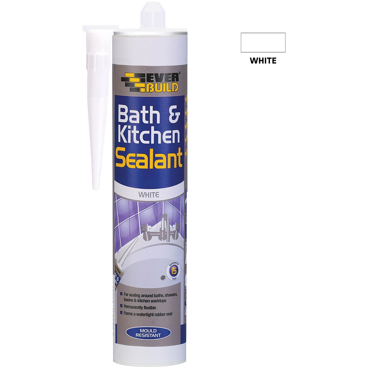 General Purpose Bathroom & Kitchen Acrylic Silicone Sealant - 290ml - White