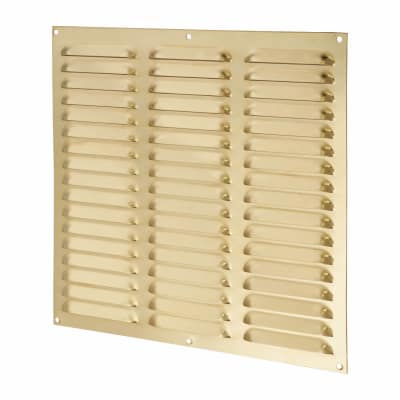 Hooded Louvre Vent - 305 x 305mm - 23750mm² Free Air Flow - Polished Brass