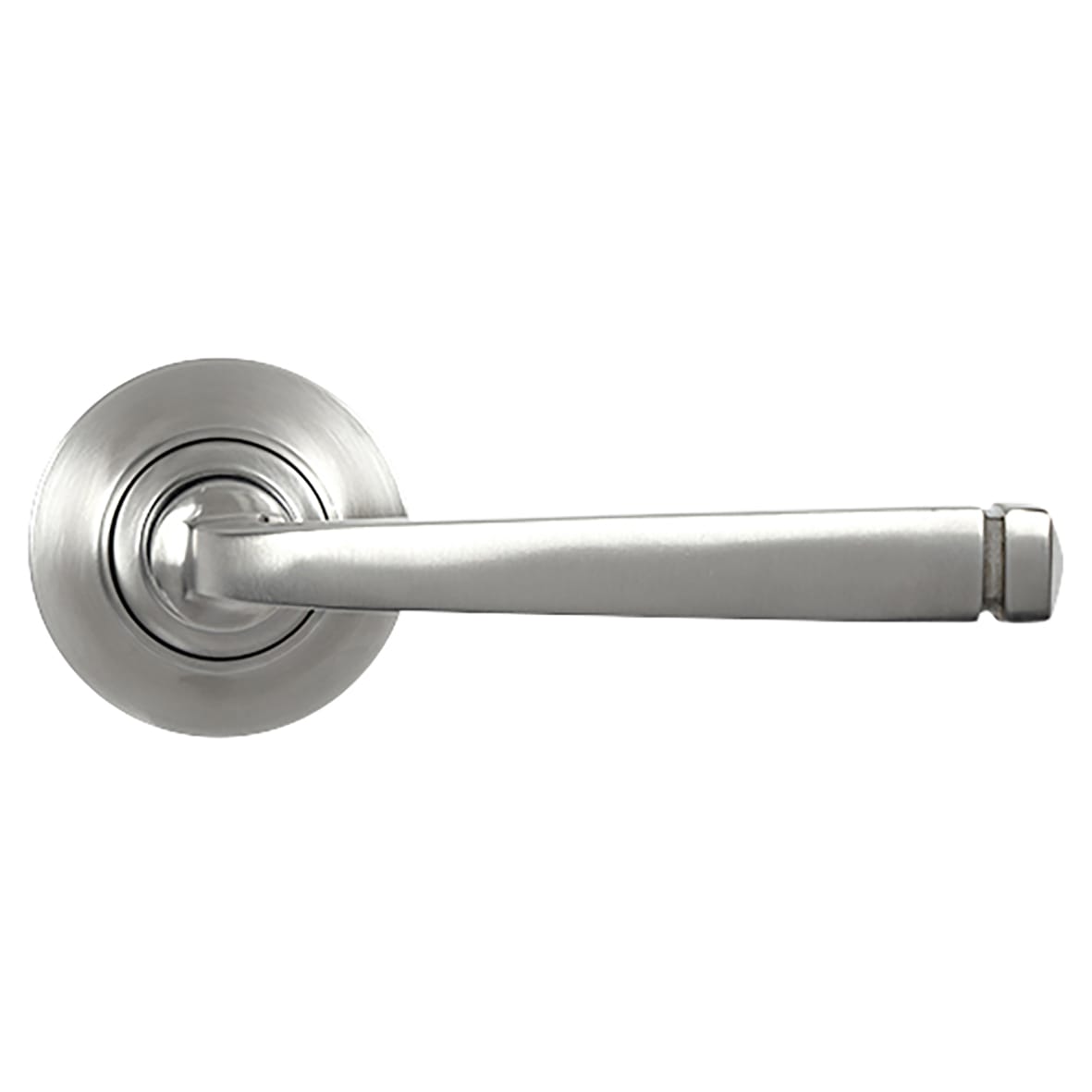 Satin Stainless Steel Door Handles on Round Rose - Avon Range