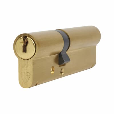 1 Star 6 Pin Kitemarked 95mm Euro Double Cylinder - 45 + 50mm - Polished Brass - Keyed to Differ