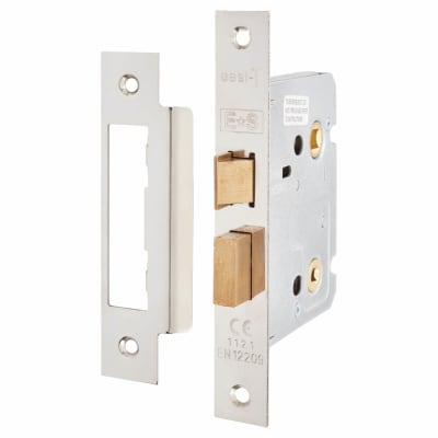 Contract Bolt Through Bathroom Lock - 65mm Case - 44mm Backset - Polished Nickel