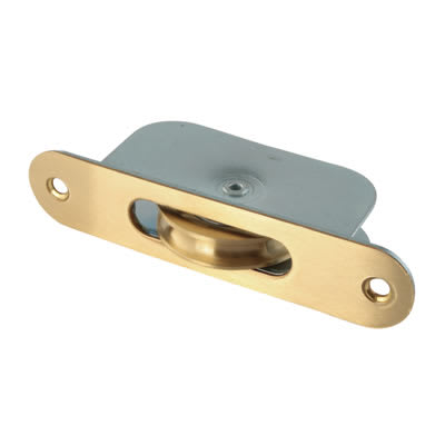 Radius Ball Bearing Sash Window Pulley - 44mm Curved Metal Wheel - Satin Brass