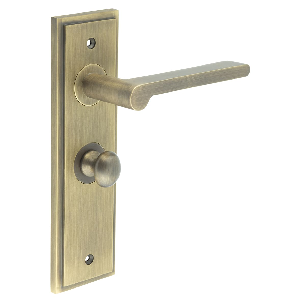 Antique Brass Fire Rated Bathroom Door Handles - Fitzrovia - Inner 1 - 200 x 55mm