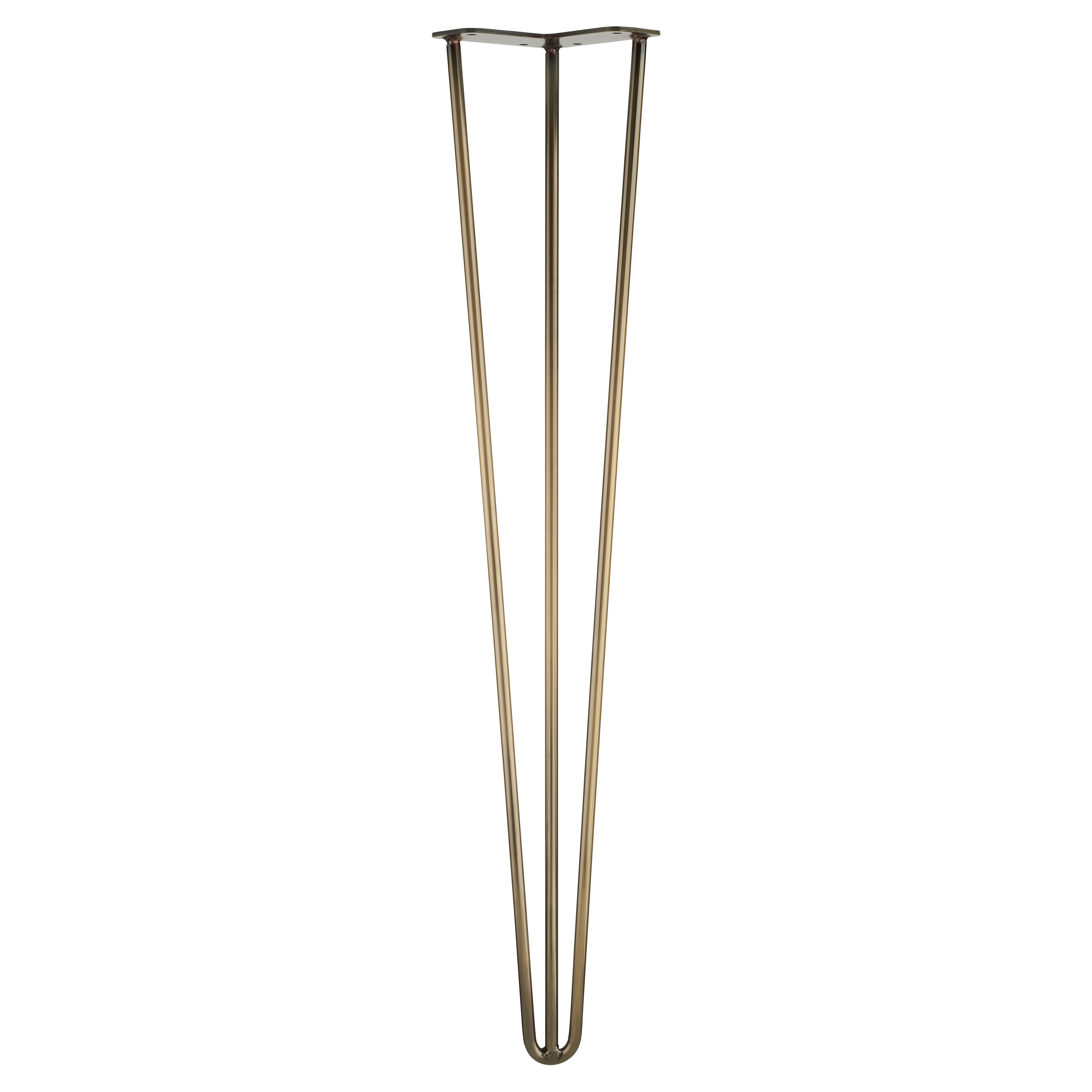 Hairpin Leg - 3 Pin - 710mm Height - Antique Brass
