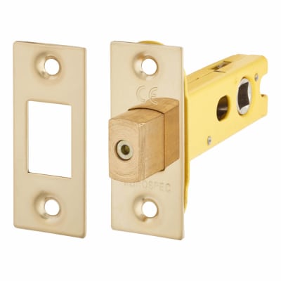 8mm Bolt Through Tubular Bathroom Deadbolt - 76mm Case - 57mm Backset - Square - PVD Brass