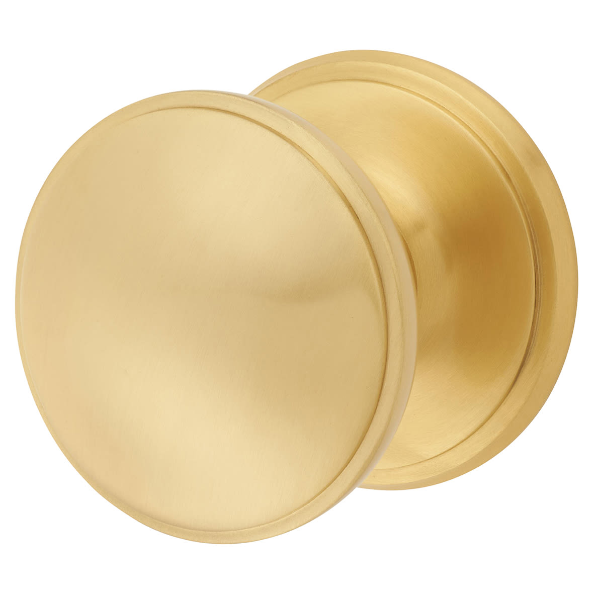Satin Brass Round Centre Door Knob - 80mm Rose Diameter