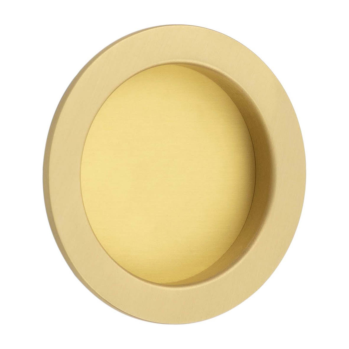 Round Flush Pull Handle - 75mm Diameter - Satin Brass