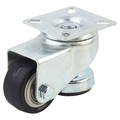 Heel Castor with Levelling Foot - Swivel - 50kg Max Weight - 40mm Diameter - Orange