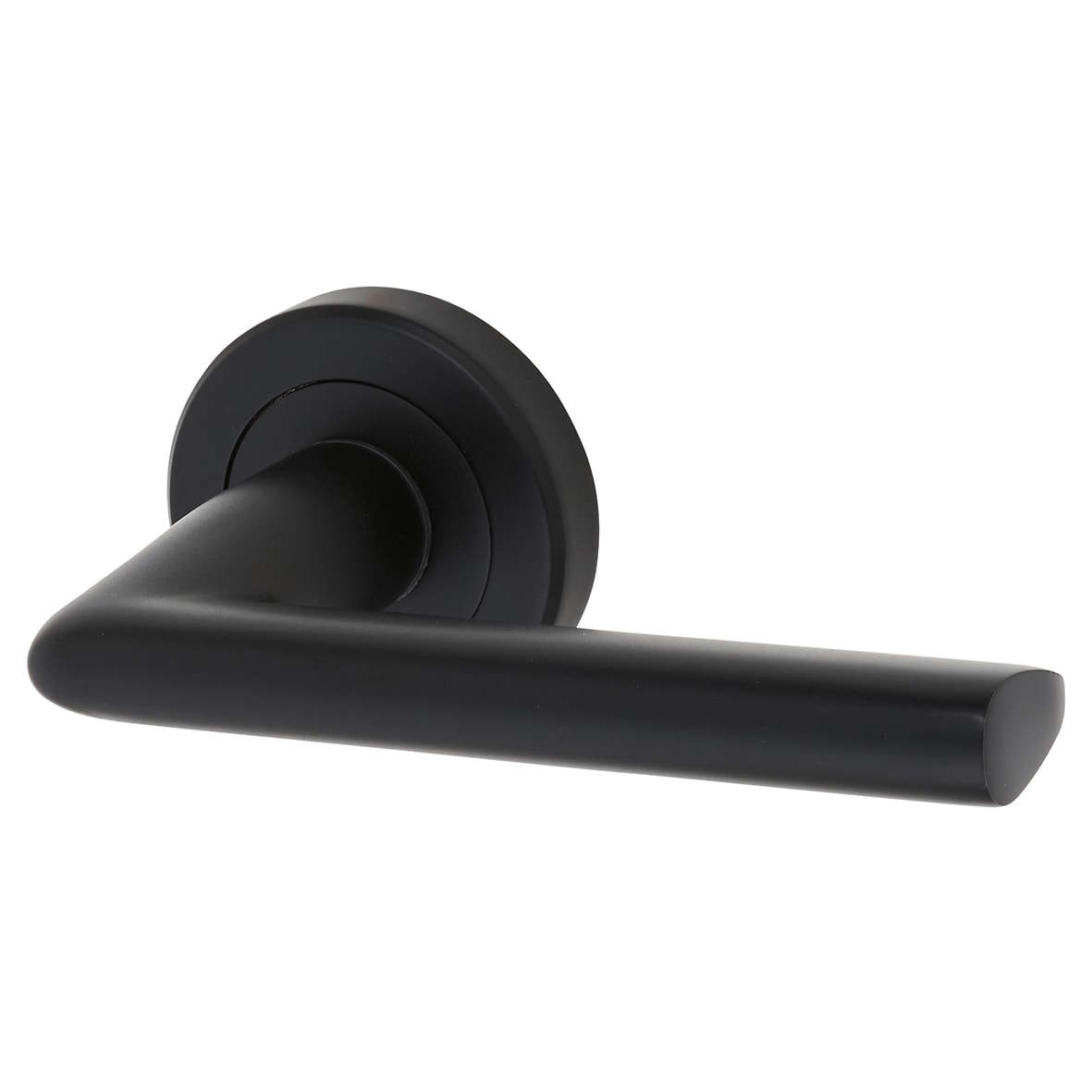 Brass Matt Black Door Handles on Round Rose - Dieci Range