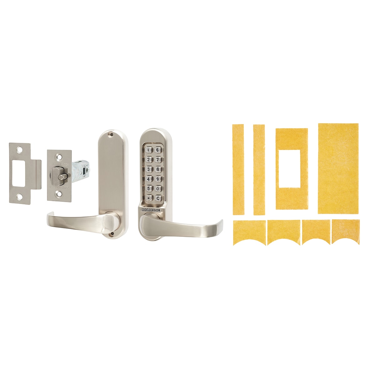 Push Button Code Lock & Latch with Intumescent - Code Free Option - Stainless Steel