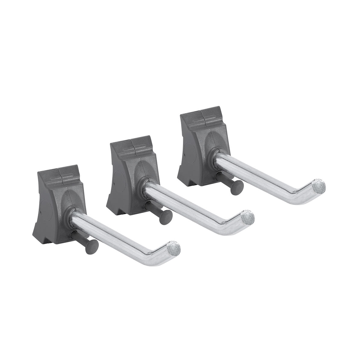 Garage Storage Top Track System - Accessory Hook for Storage Track - Grey - Pack of 3