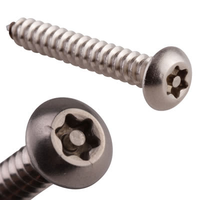 6-Lobe Pin Self Tapping Screws - 6 x 1/2" - Button Head - Pack of 100