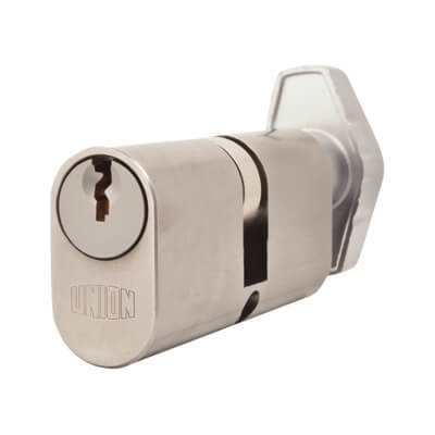 J2X13 Pattern 64mm Oval Thumbturn Cylinder - 32mm Turn + 32mm - Sat Chrome - Keyed to Differ