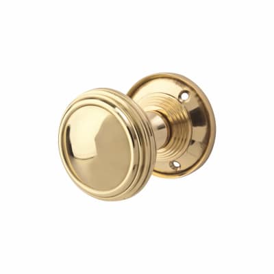 Polished Brass Lined Mortice Door Knob - 65mm Rose Diameter