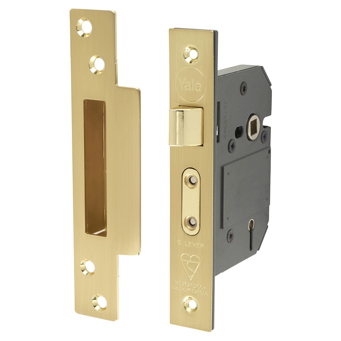 M560:2007 Bolt Through 5 Lever Sashlock - 76mm Case - 57mm Backset - Polished Brass