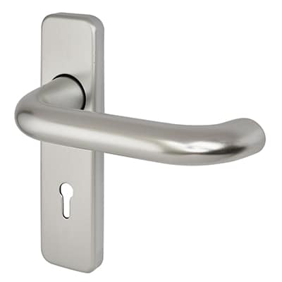 Satin Aluminium 20mm Return to Door Keyhole Lock Door Handles - 155 x 40mm