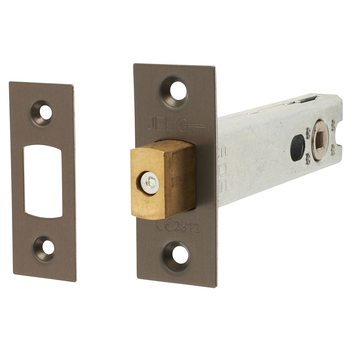 5mm Heavy Duty Bolt Through Tubular Bathroom Deadbolt - 102mm Case - 82mm Backset - Square - Ant Brass
