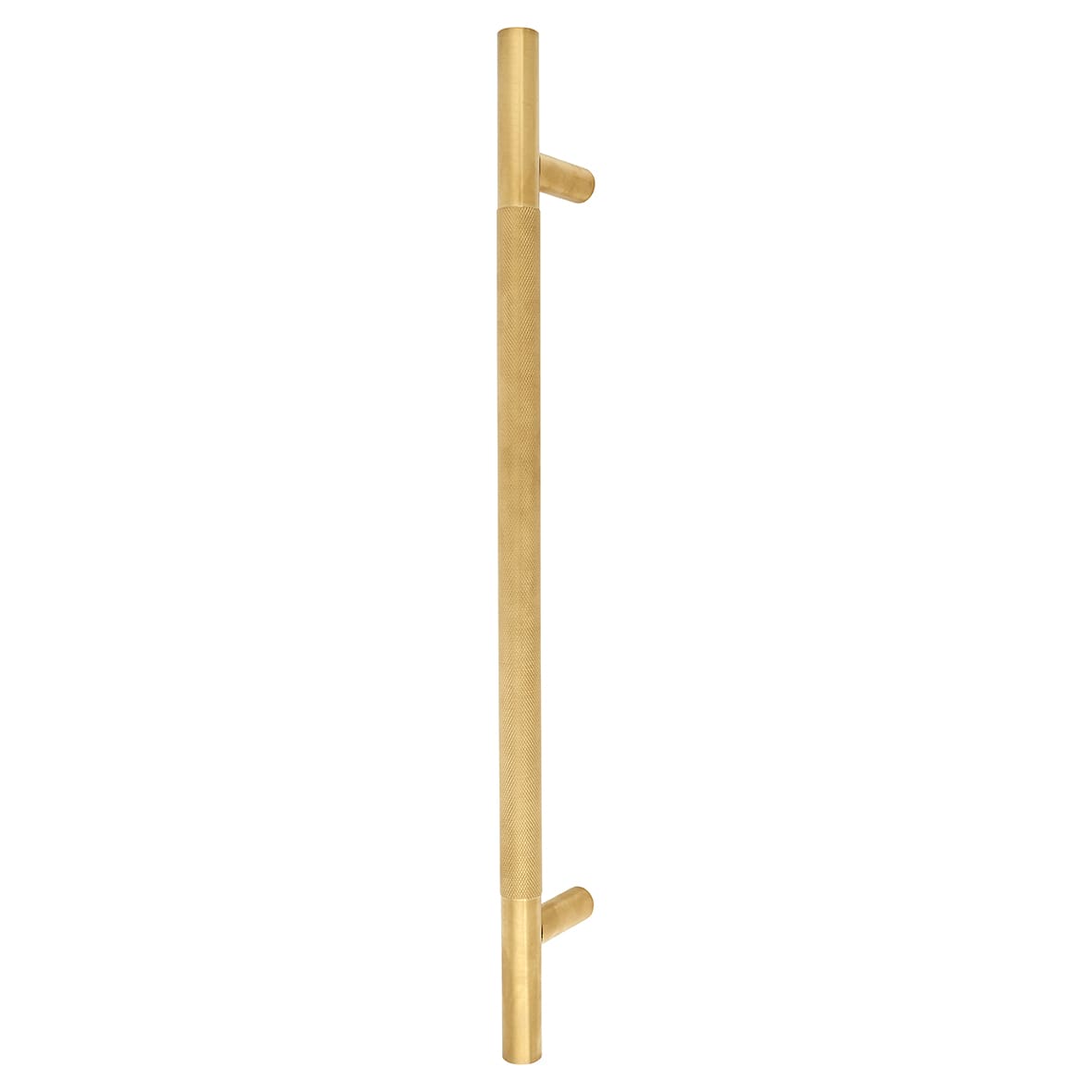 PVD Satin Brass 23mm Knurled T-Bar Door Pull Handle - Bolt Fix - 450mm Centres